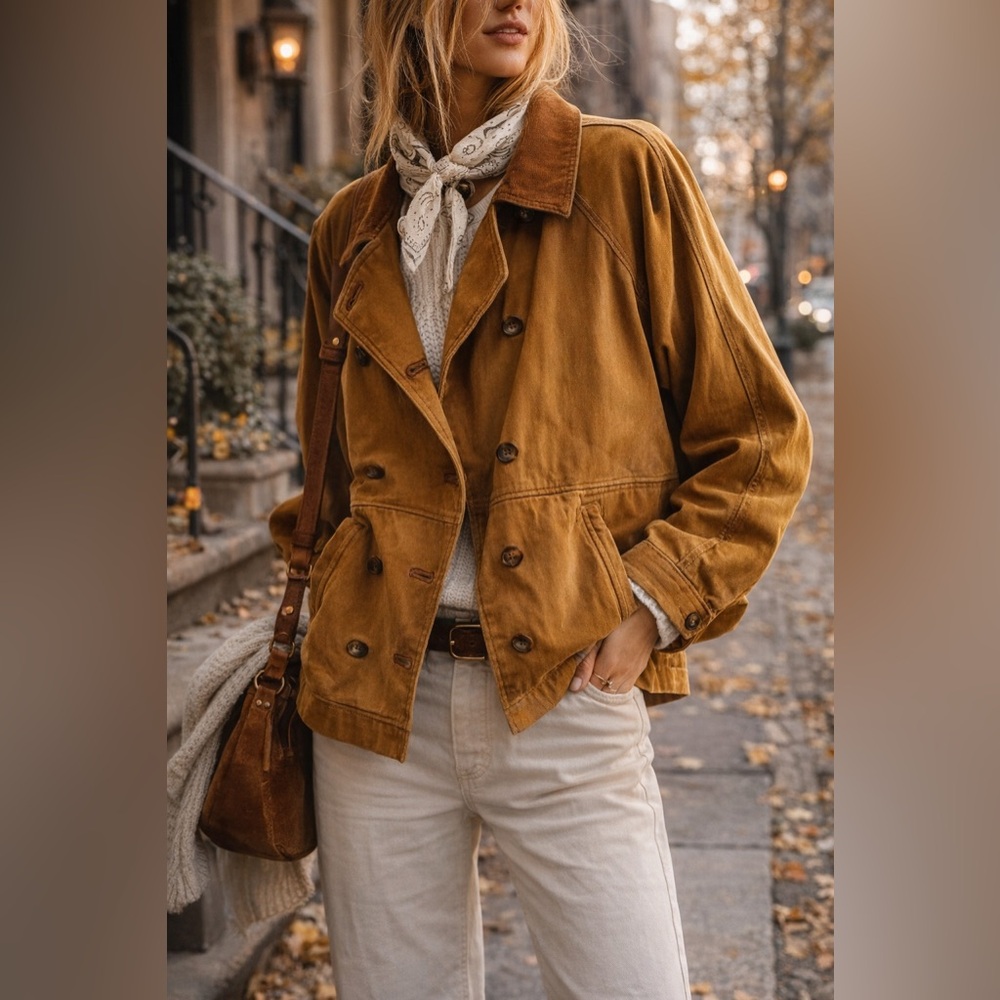 NWT Free People We The Viva Surplus Jacket Brown Military Size Large Oversized